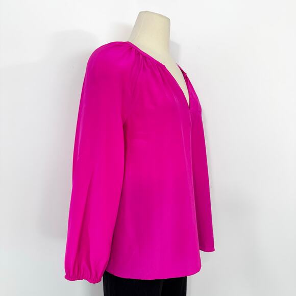 Lilly Pulitzer Leslie Silk Top Blouse Raz Berry Hot Pink Strappy Cutout Back L - Picture 5 of 14